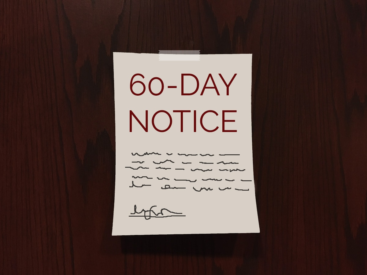30/60 Eviction Notice To Vacate Residential Lease In California
