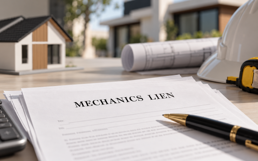 California property owner reviewing a mechanics lien and construction documents.